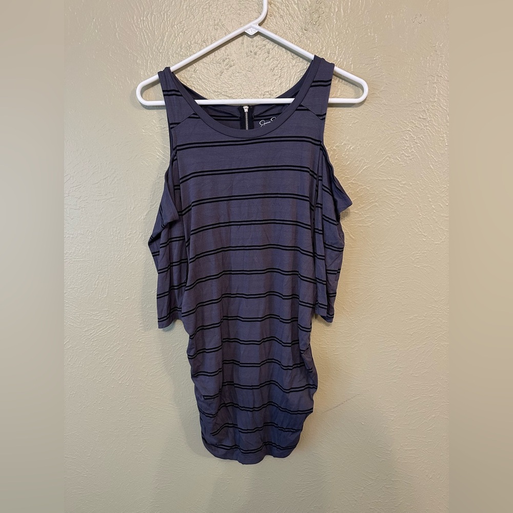 Motherhood Maternity cold shoulder top, ruched sides, 3/4 length sleeve